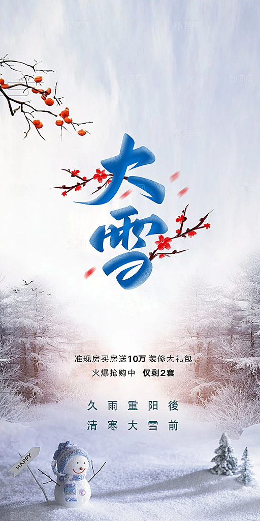 传统二十四节气大雪宣传活动海报