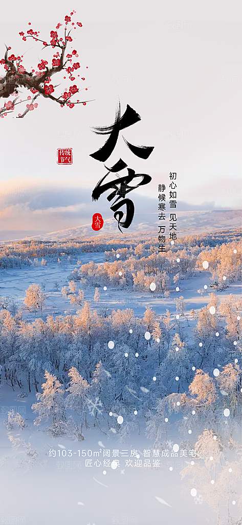 传统二十四节气大雪宣传活动海报