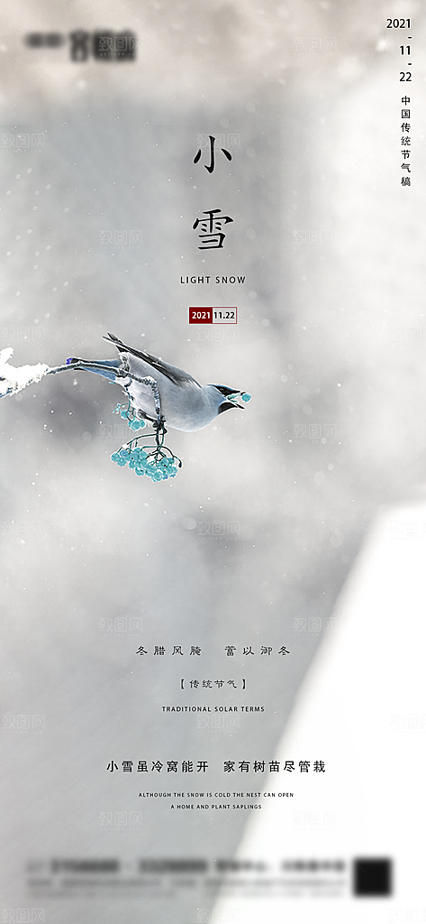 传统节日小雪海报模板