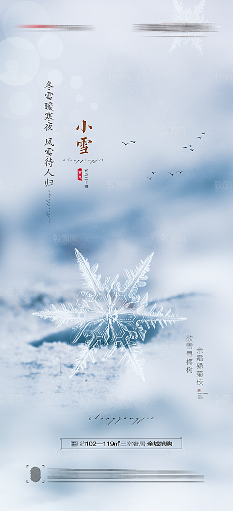 传统节日小雪海报模板