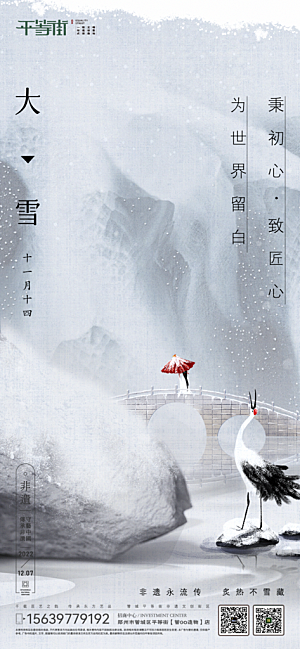 大雪节气简约大气海报