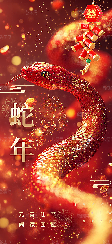 过年蛇年喜庆新春活动海报
