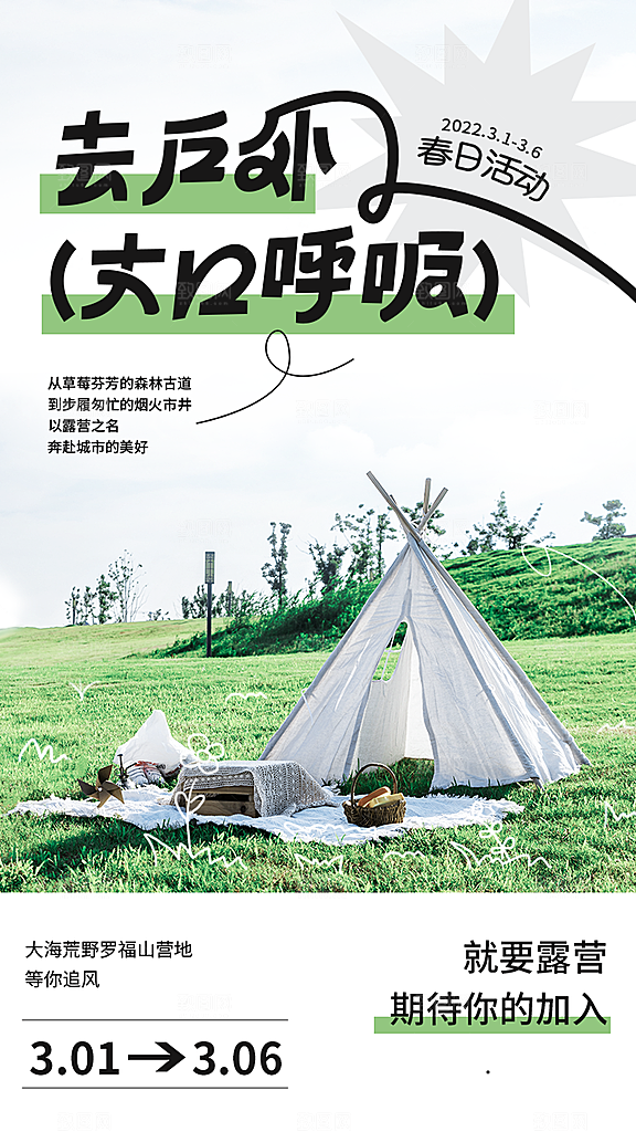 大气野营露营宣传海报