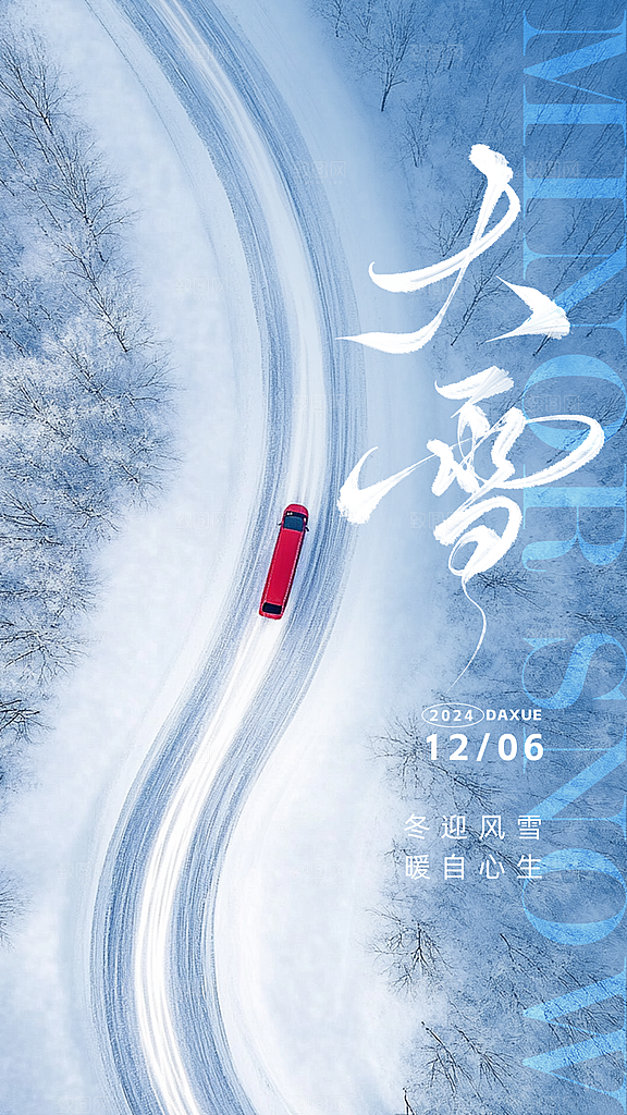 创意简约中国传统24节气大雪手机海报