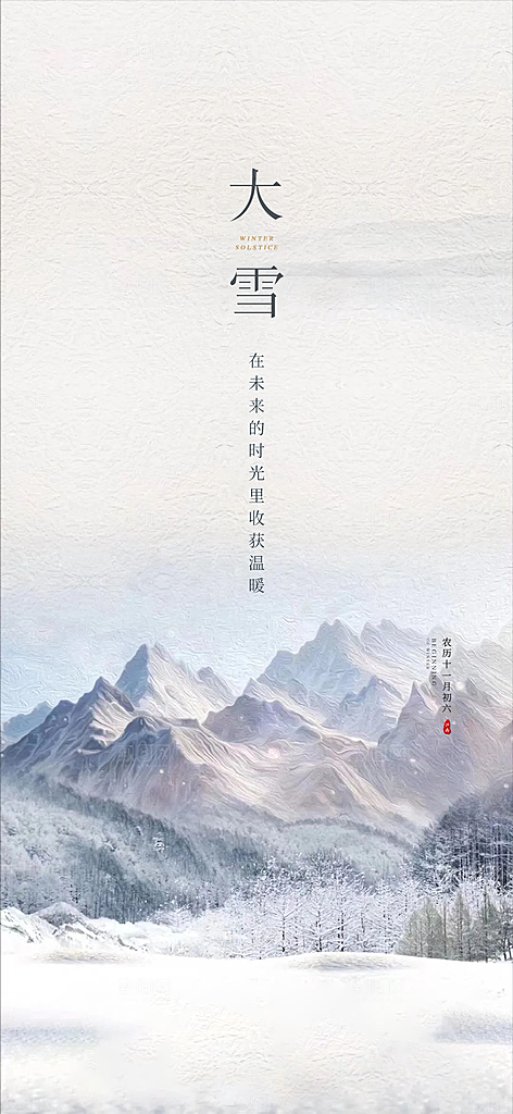 雪景中国传统节气大雪手机海报