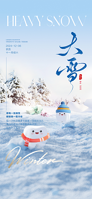 创意简约中国传统24节气大雪手机海报