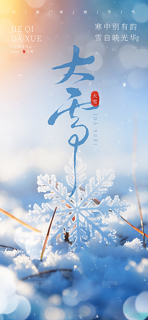 雪景中国传统节气大雪手机海报