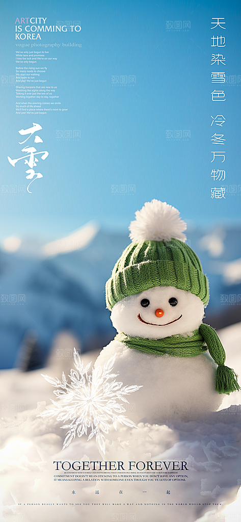 创意简约中国传统24节气大雪手机海报