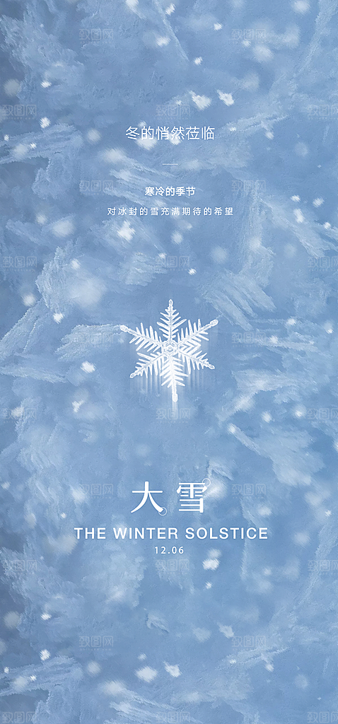 创意简约中国传统24节气大雪手机海报