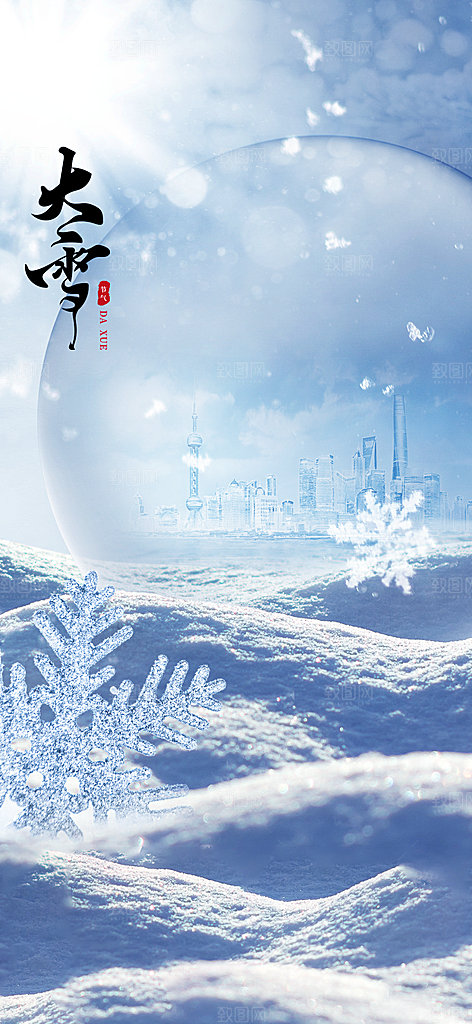 雪景中国传统节气大雪手机海报