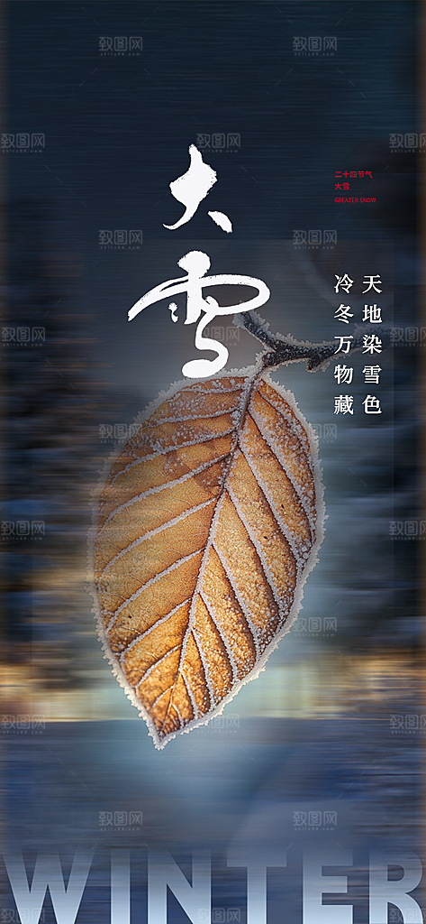 统二十四节气大雪宣传活动海报