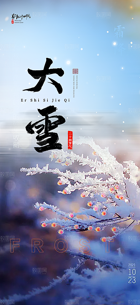 传统二十四节气大雪宣传海报