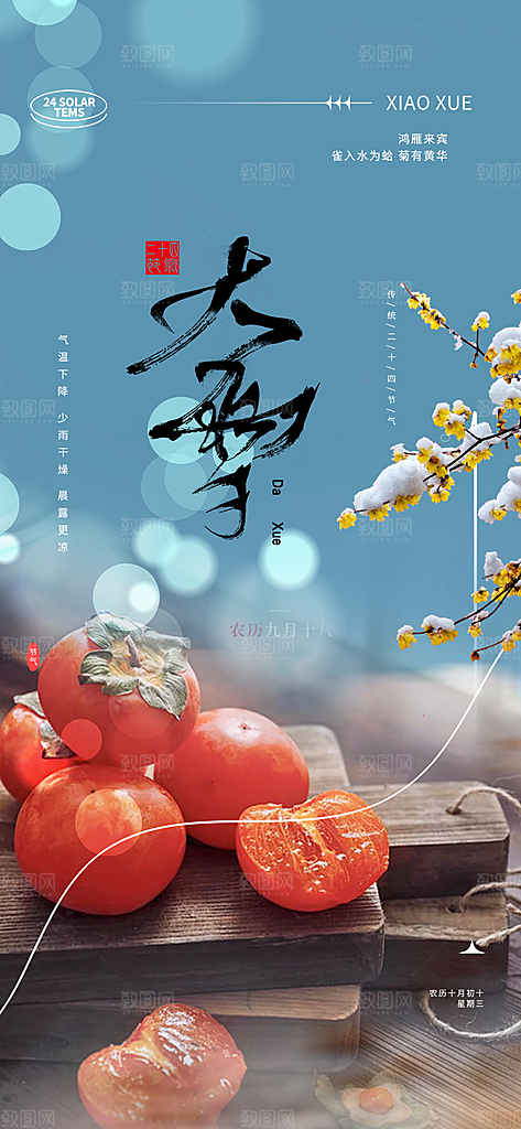传统二十四节气大雪宣传活动海报