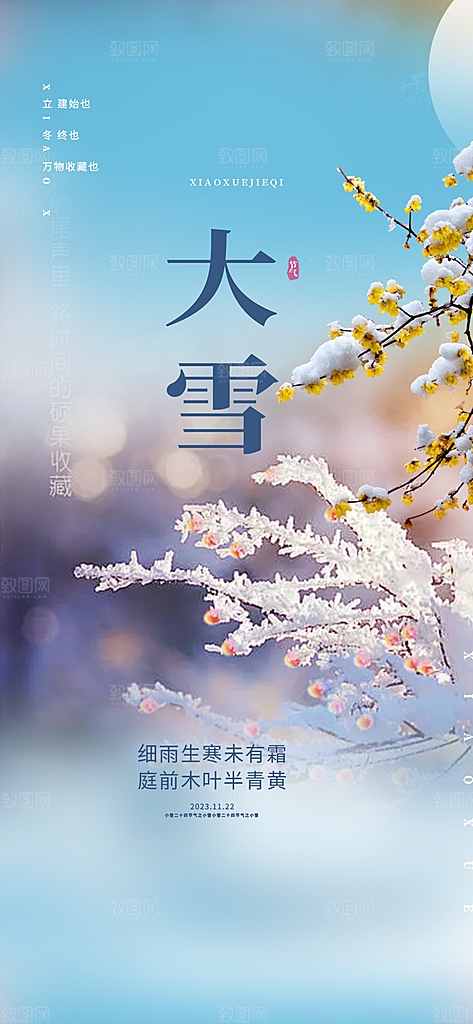 传统二十四节气大雪宣传活动海报