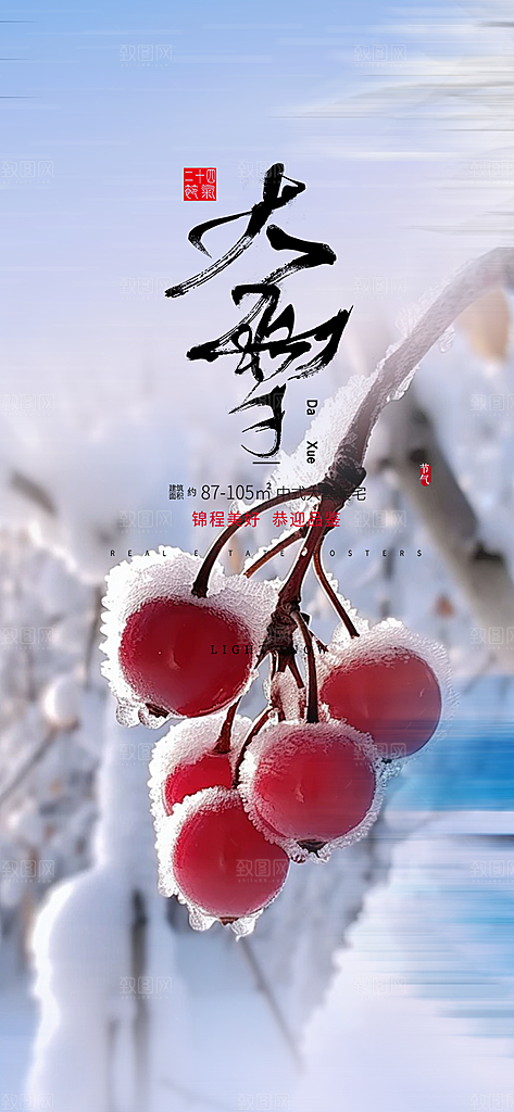 传统二十四节气大雪宣传活动海报
