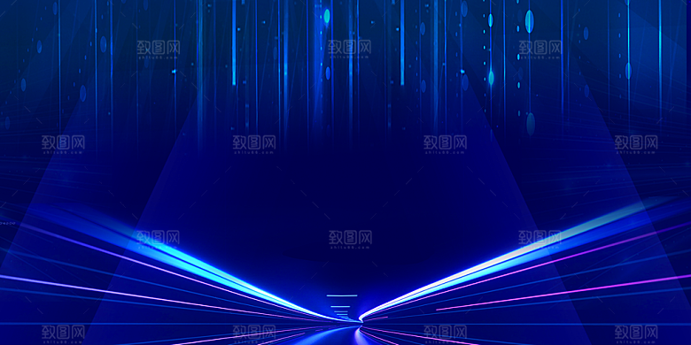 蓝色科技背景板模板素材