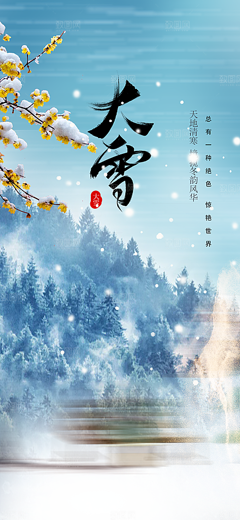 传统二十四节气大雪宣传活动海报