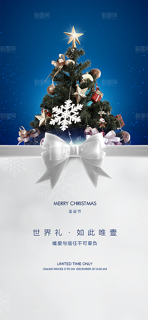 圣诞节日庆祝卡通插画喜庆唯美海报