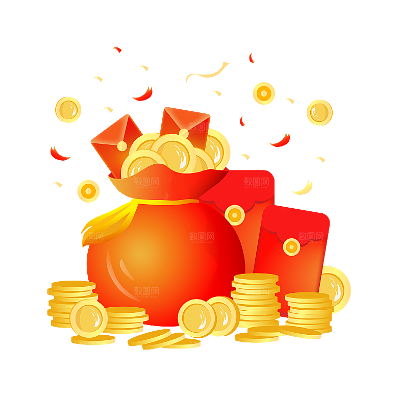 创意金币财富免扣PNG元素