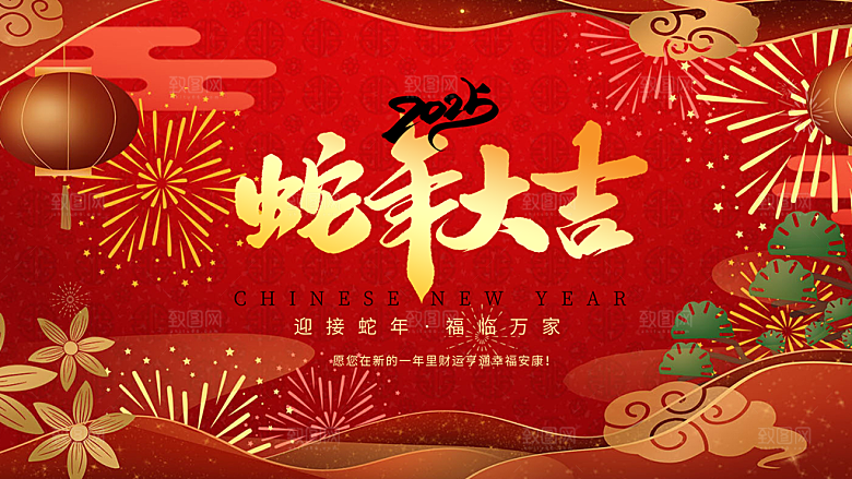 新年过年蛇年喜庆新春活动展板