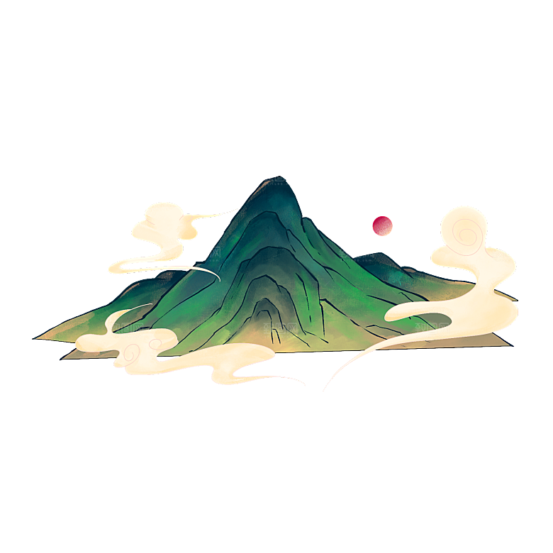 创意国潮风山水素材元素
