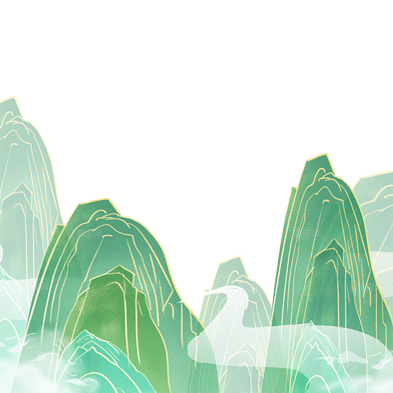 创意国潮风山水素材元素