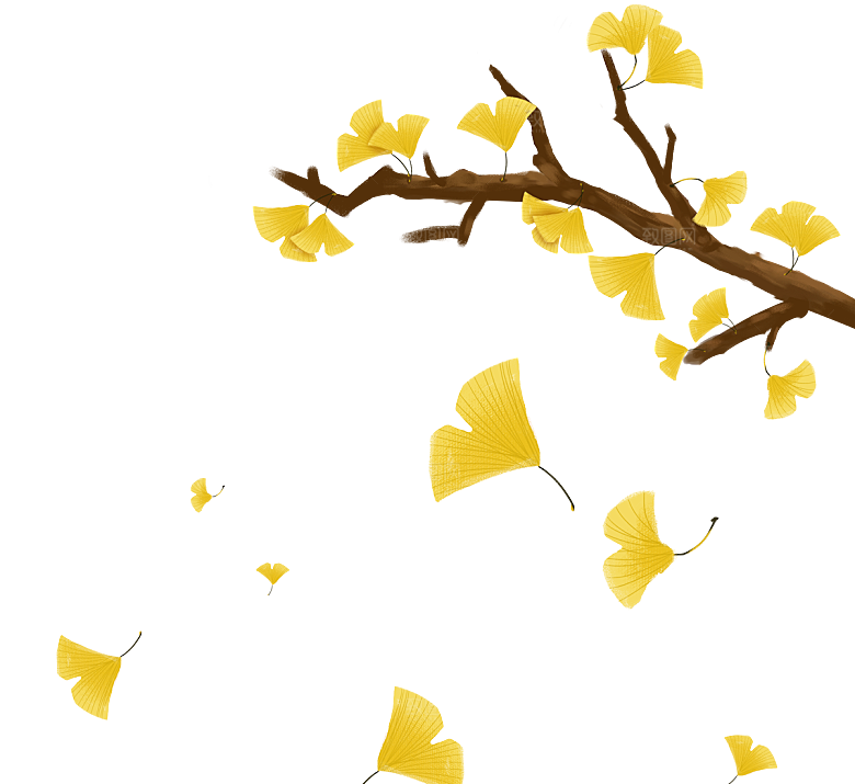 创意秋天金色落叶素材元素