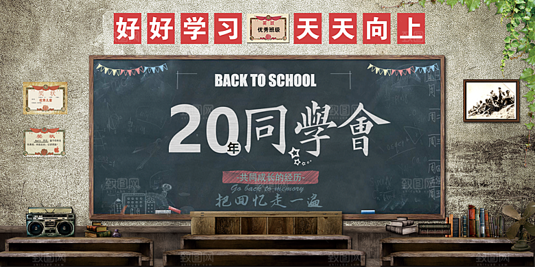 致青春老同学聚会毕业聚会同学会海报展板