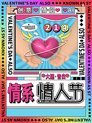 浪漫情人节节日海报模版