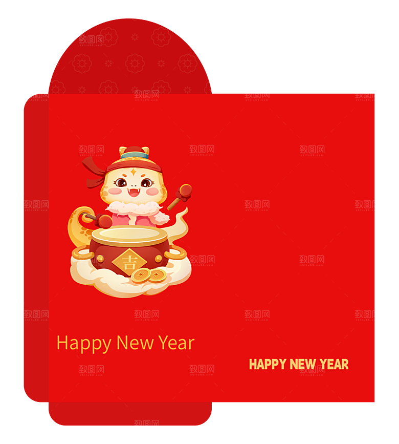 新年快乐蛇年红包封面封底设计模板