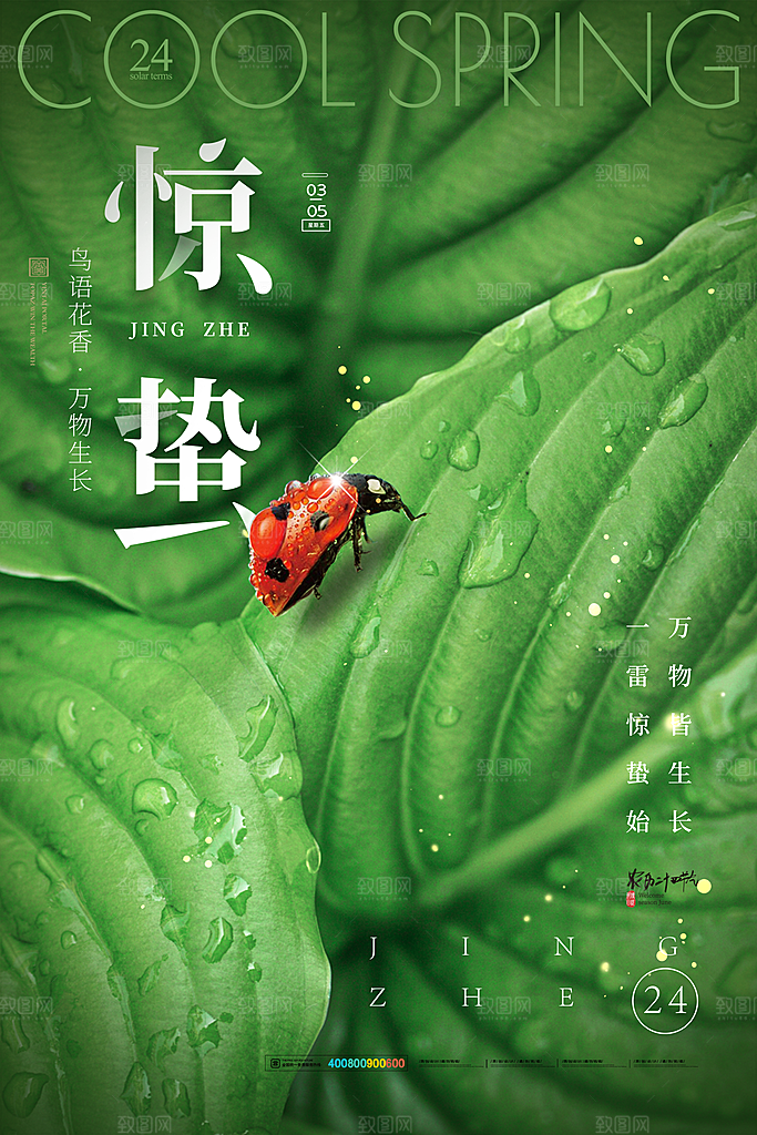 中国传统二十四节气惊蛰节气宣传海报