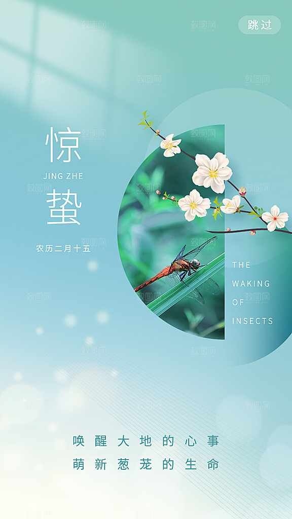 中国传统二十四节气惊蛰节气宣传海报