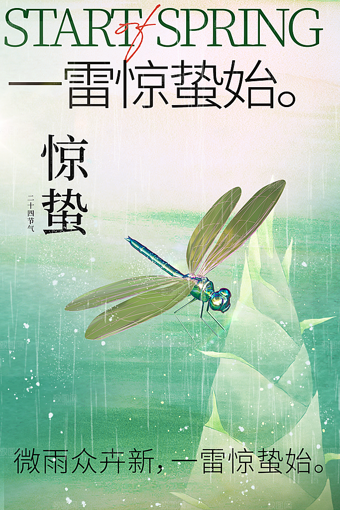 中国传统二十四节气惊蛰节气宣传海报