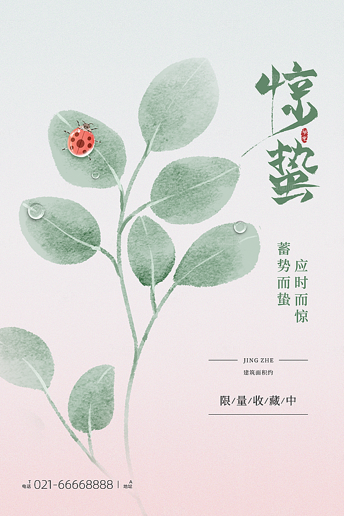 中国传统二十四节气惊蛰节气宣传海报
