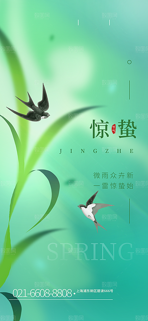 中国传统二十四节气惊蛰节气宣传海报