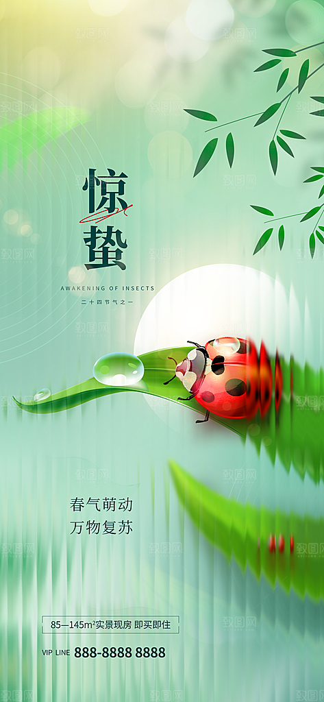 中国传统二十四节气惊蛰节气宣传海报