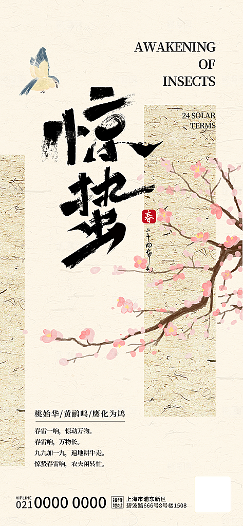 中国传统二十四节气惊蛰节气宣传海报