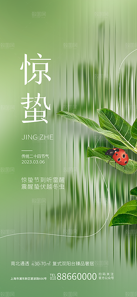 中国传统二十四节气惊蛰节气宣传海报