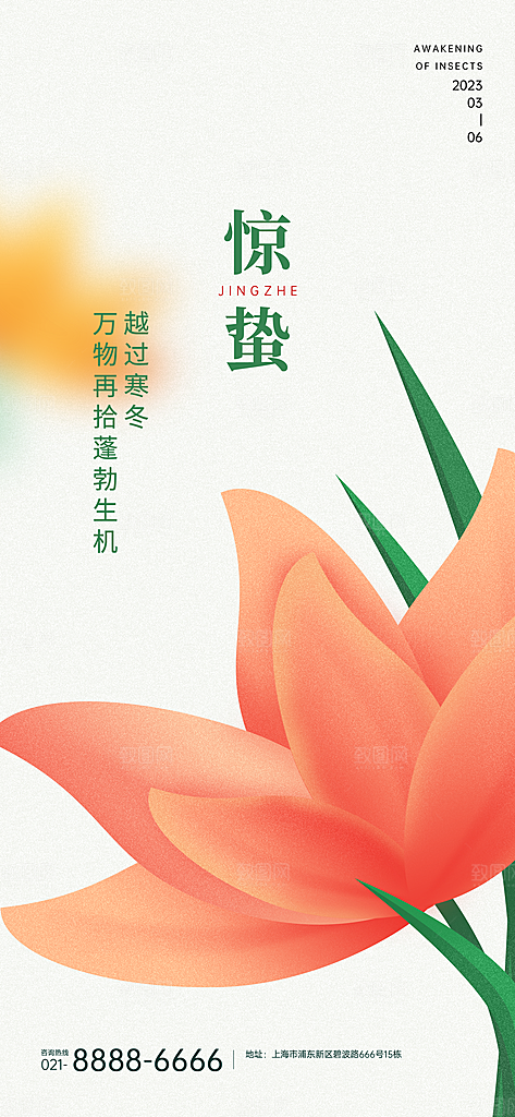 中国传统二十四节气惊蛰节气宣传海报