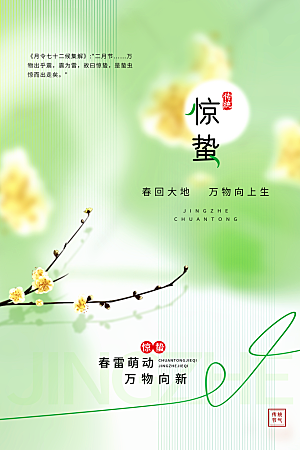 中国传统二十四节气惊蛰节气宣传海报