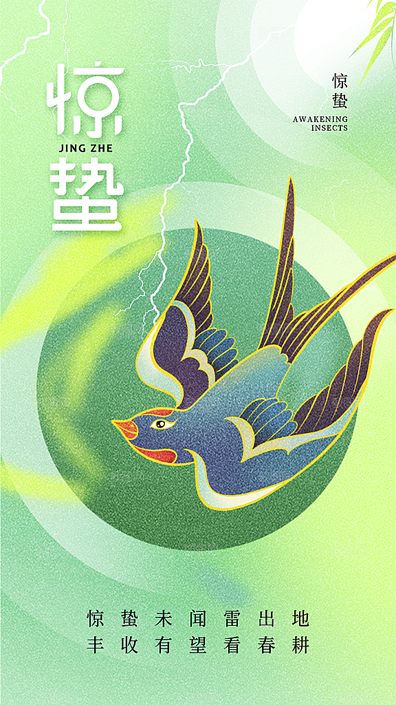 中国传统二十四节气惊蛰节气宣传海报