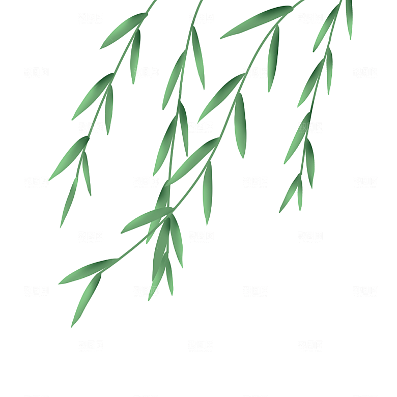 手绘中式清明节青团山水人物春天绿色元素