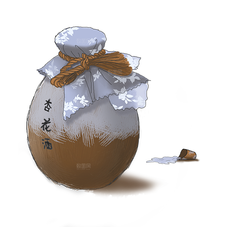 手绘中式清明节青团山水人物春天绿色元素