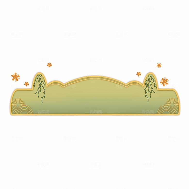 手绘中式清明节青团山水人物春天绿色元素
