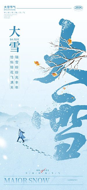 大雪节气简约大气海报
