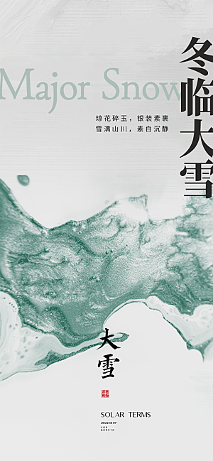 大雪节气简约大气海报
