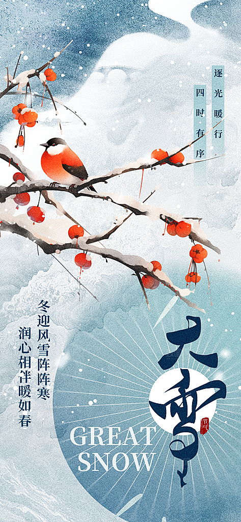 传统节气大雪海报模版