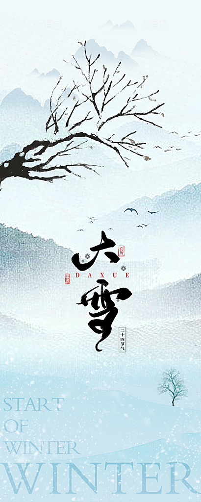 大雪节气简约大气海报