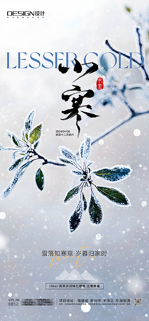 大雪节气简约大气海报