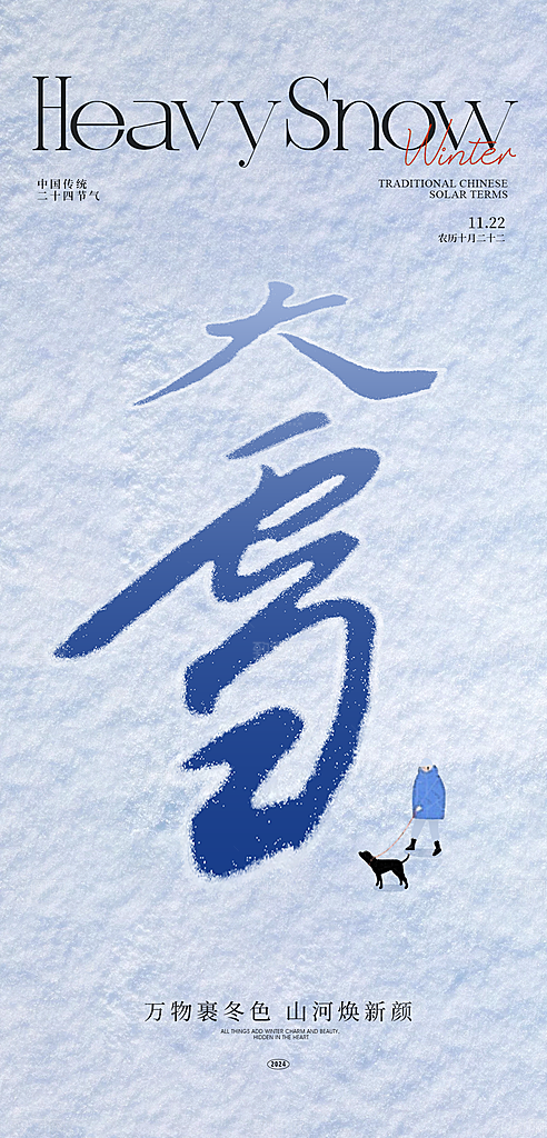 大雪节气简约大气海报